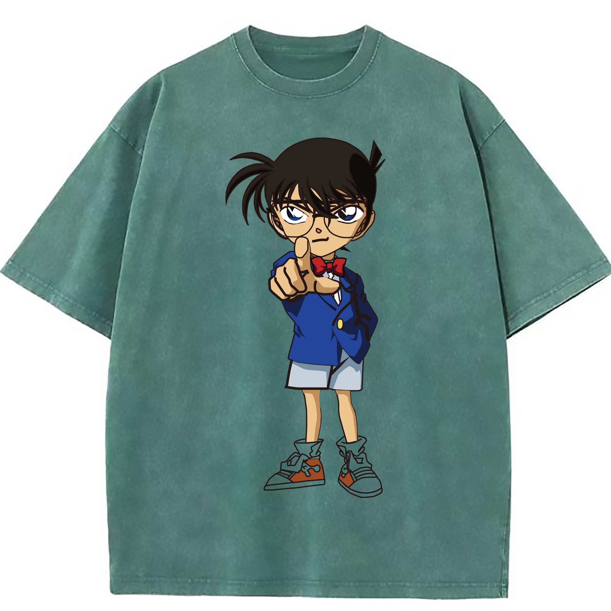 （画像用） 名探偵コナン 江戸川 コナン Detective Conan Conan Edogawa 綿100% ヴィンテージ風 半袖Tシャツ（フロントプリント）